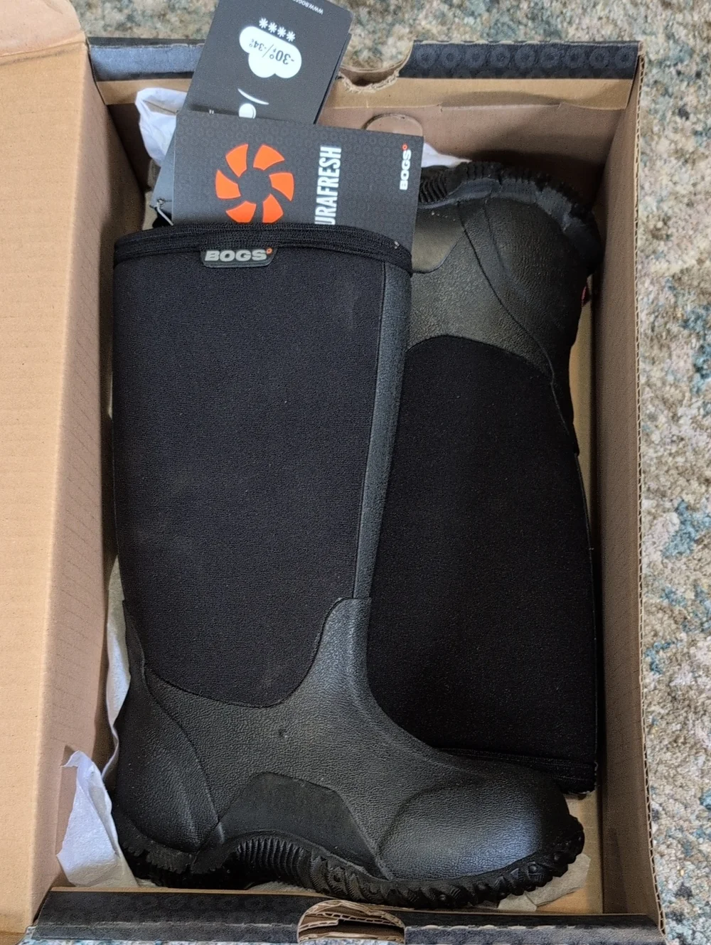 NIB Bogs Kids Classic High Waterproof Boots Black Size 10  ​